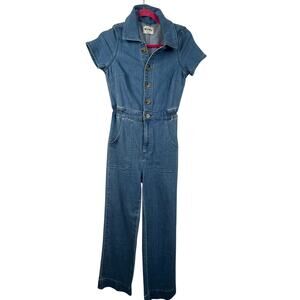 Show Me Your Mumu Denim Utility Jumpsuit Small Wide Leg Western Boho